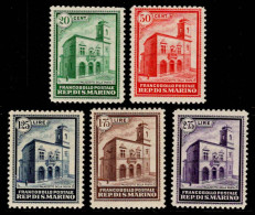 San Marino Scott 134-138 Unused Hinged. - Unused Stamps
