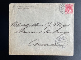 NETHERLANDS 1909 LETTER ASSEN TO COEVORDEN 29-06-1909 NEDERLAND - Storia Postale