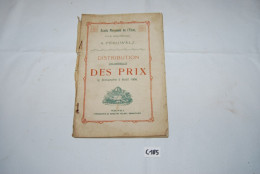 C185 Livret - Distribution Des Prix - école Peruwelz Tournai 1906 - Diplômes & Bulletins Scolaires