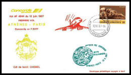 0052 Concorde Paris Athènes Grèce (Greece) 12/06/1987 Lettre Premier Vol First Flight Airmail Cover Luftpost - Concorde