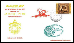 0057 Concorde Paris Athènes Grèce (Greece) 12/06/1987 Lettre Premier Vol First Flight Airmail Cover Luftpost - Concorde