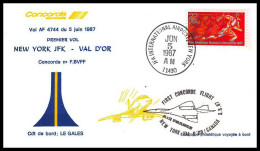 0045 Concorde New York JFK Val-d'Or Canada 5/06/1987 Lettre Premier Vol First Flight Airmail Cover Luftpost - Concorde