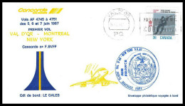 0044 Concorde New York JFK Val-d'Or Canada 5/06/1987 Lettre Premier Vol First Flight Airmail Cover Luftpost - Concorde