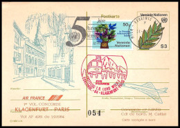 1227 Concorde 1984 Klagenfurt Paris Utriche Austria Entier Stationery Premier Vol First Flight Airmail Cover Luftpost - Concorde