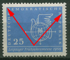 DDR 1958 Leipziger Messe Plattenfehler 619 F 26 Postfrisch Rückseitig Fleckig - Varietà E Curiosità