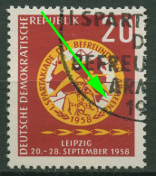 DDR 1958 Sommerspartakiade Mit Plattenfehler 658 F 29 Mit Sonderstempel - Varietà E Curiosità