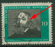 DDR 1958 300 J. Opera Didactica Omnia Mit Plattenfehler 643 F 11 Gestempelt - Errors & Oddities