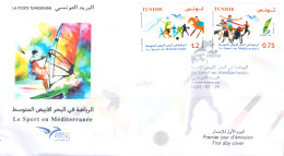 2024-Tunisie-EUROMED POSTAL:le Sport En Méditerranée- Tennis-football- Athlétisme-  FDC - Pallavolo
