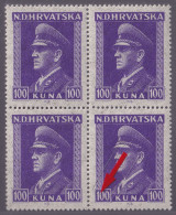 ! Croatia, 1943/4, Pavelić 100Kn, Plate Error "dot In 100" - Croazia