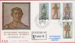 VATICANO - 1987 - Esposizione Mondiale Di Filatelia Olimpica, A Roma - FDC Tre Stelle - Viaggiata - FDC