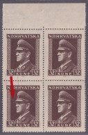 ! Croatia, 1943/4, Pavelić 32Kn, Plate Error "white Blur In Front Of The Eye" - Croazia