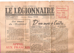 Journal Le Légionnaire N°39 Propagande Collaboration Les Voeux Du Maréchal Pétain Janvier 1944 édition Drôme - Other & Unclassified
