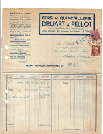 51 REIMS Facture Quincaillerie DRUART-PELLOT 5/1947 Affranchie GANDON YT716B & CERES 679    (758) - 1900 – 1949