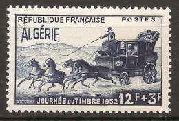 Algérie 1952 N° 294 ** Journée Du Timbre, Chevaux, Diligence, Fouet, Voiture à Cheval, Haut De Forme, Cloche, Œillères - Neufs