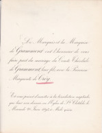 PARIS 1893 De CROY Marguerite Et De GRAMMONT Théodule Les 2 Faire-part échangés CROY-SOLRE - Huwelijksaankondigingen