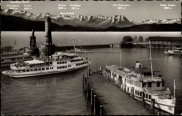 CPA Lindau Im Bodensee Schwaben, Hafen Mit Schweizer Alpen, Dampfer Kempten - Other & Unclassified