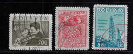 BOLIVIA 1950,55,60  SCOTT#138,C182,C218  USED - Bolivië