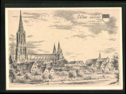 Künstler-AK Ulm A. D. Donau /Baden Württemberg, Teilansicht Mit Kirche 1944  - Ulm