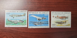 O) 1979  DJIBOUTI, JUNKERS JU 52 AND DEWOITINE, POTEZ P63,  SUPERMARINE SPITFIRE HF-VII, CONCORDE, SIKORSKY S-40, AMERIC - Djibouti (1977-...)