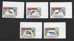 Yemen Kingdom 1965 Bird Set Of 5 Corner Singles MNH , Gum Blemishes - Yemen