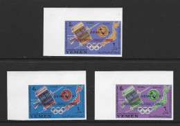 Yemen Kingdom 1965 Gemini Cooper & Conrad Overprints On ITU Set Of 3 Corner Singles MNH - Yemen