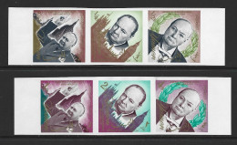 Yemen Kingdom 1966 Churchill Memorial Set Of 2 Strips Of 3 Imperforate MNH - Yemen