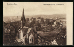 AK Sulzbach /Saar, Ev. Kirche Mit Pfarrhaus Aus Der Vogelschau  - Autres & Non Classés