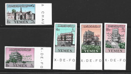 Yemen 1963 Republic Overprints On 1961 Buildings Set Of 5 Postage & Airs Imperforate MNH - Yemen