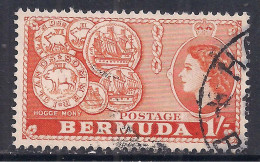 Bermuda 1953 - 62 QE2 1/-d Orange Coinage Used SG 144 ( A1205) - Bermuda