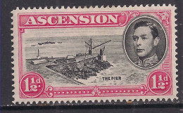 Ascension Island 1938 KGV1 1 1/2d Black & Rose Carmine MM SG 40d ( J109 ) - Ascension