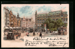 Lithographie Berlin, Spittelmarkt Mit Strassenbahn  - Mitte