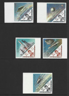 Yemen Kennedy JFK Overprints On 1964 Astronauts & Spacecraft Set Of 5 Imperforate Marginal Singles MNH - Yemen