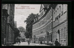 AK Augsburg, Strasse Karmelitengasse & Engl. Institut  - Augsburg