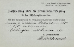 Eutingen Nach Horb 1910: Nachweis über Branntweinerzeugung - Storia Postale