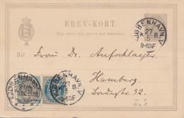 Dänemark: 1896: Ganzsache Kopenhagen Nach Hamburg - Andere & Zonder Classificatie