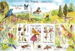 A 525-8 Czech Rep. White Carpathian Mountains And Orchid Meadows 2007 Butterfly Frog Beetle Bird Bumble Bee Mantis - Unused Stamps