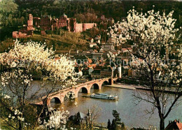 72860161 Heidelberg Neckar Mandelbluete Blick Vom Philosophenweg Schloss Alte Br - Heidelberg