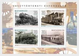 Hungary Hongrie Ungarn 2024 Railway History Trains Set Of 4 Stamps In Block MNH - Blocs-feuillets