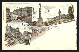 Lithographie Berlin, Denkmal Des Gr. Kurfürsten, Schloss Charlottenburg, Unter Den Linden  - Mitte