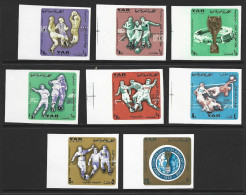 Yemen 1966 Soccer World Cup Set Of 8 Imperforate Marginal Singles MNH - Yemen