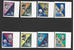 Yemen 1966 Luna Overprints On Space & Astronaut Set Of 8 Imperforate Marginal Singles MNH - Yemen