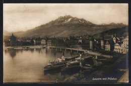 AK Luzern, Panorama Mit Pilatus Und Dampfer  - Lucerne