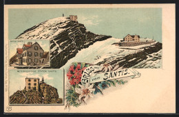 Lithographie Säntis, Gasthof, Meteorologische Station  - Otros & Sin Clasificación