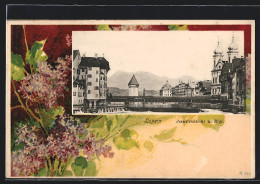 Passepartout-Lithographie Luzern, Jesuitenkirche Und Rigi  - Luzern