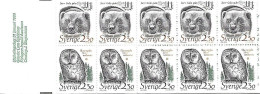 Suède - Carnet 1502 - 1989 - Hibou - Chouette - Ours - Neuf - Neufs