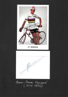 J.P. MONSERE, 1x Karte Mit Printunterschrift, 1x Karte Mit Originalunterschrift, Weltmeister 1970, Montiert Auf A4Karton - Ciclismo