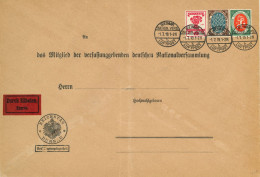 Allemagne - Env. "REICHSTAG BUREAU" Affr. 50pf Càpt "WEIMAR / NATION. VERS. /-1-7-1919/ LUFTPOST" - Storia Postale