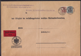 Allemagne - Env. "REICHSTAG BUREAU" Affr. 110pf Càpt "WEIMAR / NATION. VERS. /-4-4-1919/ LUFTPOST" - Griffe "*Luftpost-S - Storia Postale