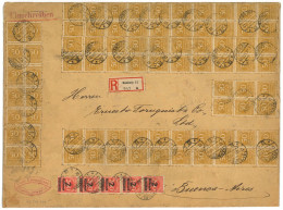 Allemagne - Grande Lettre Recommandée - Affr. Nombreux Timbres (inflation !) Càpt HAMBURG /12.2.1923 Pour BUENOS-AIRES A - Storia Postale