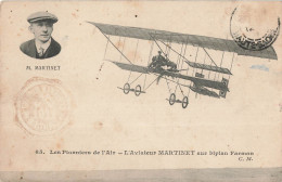 Aviation Les Pionniers De L' Air Aviateur Martinet Sur Biplan Farman Avion CPA - Aviateurs